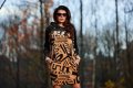 Sukienka A476 beige-black pattern-15 8718  | 1012-Beige-Black pattern-SM