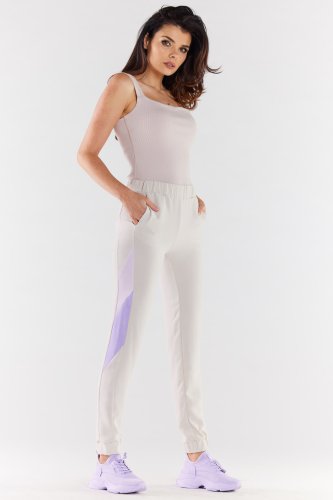 Spodnie o luźnym fasonie typu jogger Beżowe AW498 