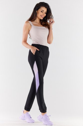 Spodnie o luźnym fasonie typu jogger Czarne AW498 