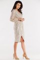 Sukienka A565 beige-3 8789  | 12485-Beige-L