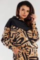 Bluza A481 beige-black pattern-1 8799  | 1019-Beige-Black pattern-SM