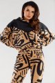 Bluza A481 beige-black pattern-2 8799  | 1019-Beige-Black pattern-SM