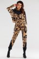 Bluza A481 beige-black pattern-6 8799  | 1019-Beige-Black pattern-SM