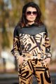 Bluza A481 beige-black pattern-17 8799  | 1019-Beige-Black pattern-SM