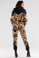 Spodnie A482 beige-black pattern-4 8800  | 1020-Beige-Black pattern-S
