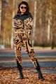 Spodnie A482 beige-black pattern-7 8800  | 1020-Beige-Black pattern-S