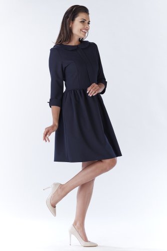 Sukienka z marszczeniem w pasie Granatowa AW183