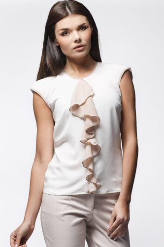 Bluzka z falbanką Ecru-Beż AW025