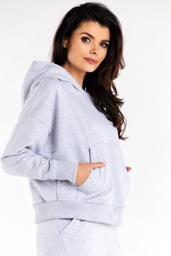 Luźna bluza bawełniana Szara IN318