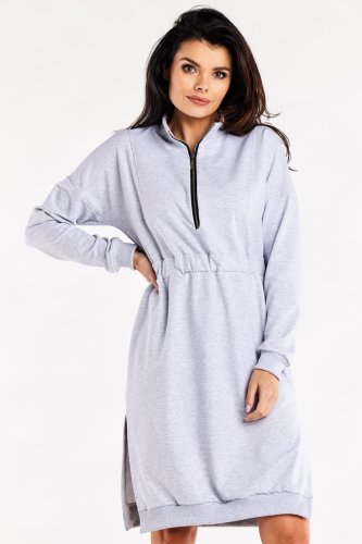 Sukienka z rozcięciami Szara IN322