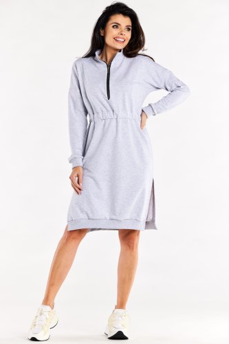 Sukienka z rozcięciami Szara IN322