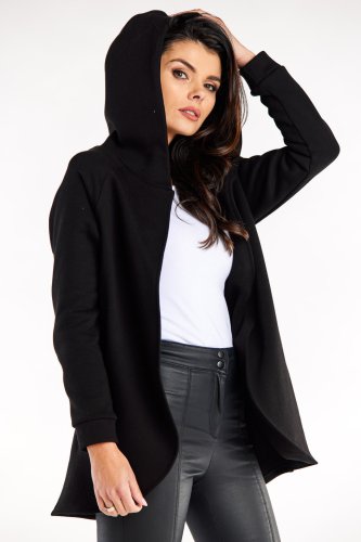 Bluza z zaokrąglonymi przodami Czarna IN327
