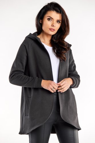 Bluza z zaokrąglonymi przodami Grafitowa IN327