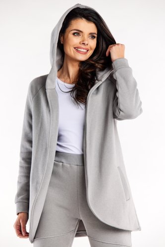 Bluza z zaokrąglonymi przodami Szara IN327