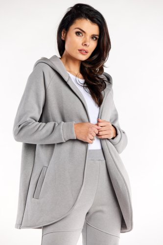 Bluza z zaokrąglonymi przodami Szara IN327