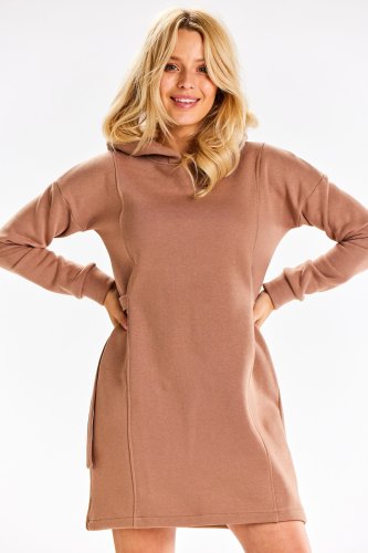 Sukienka z kapturem Beżowa IN331