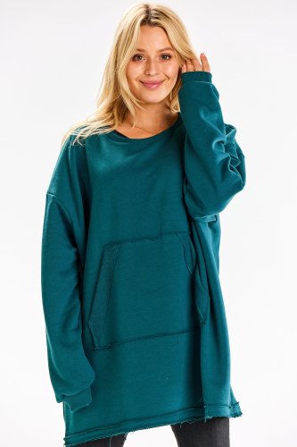 Bluza oversize tunika Butelkowa Zieleń IN335