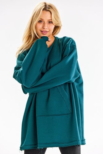 Bluza oversize tunika Butelkowa Zieleń IN335