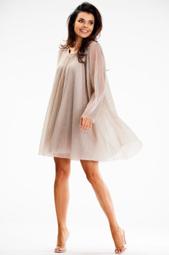 Urocza sukienka Beżowa AW628