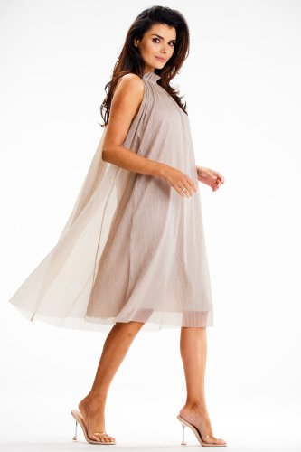 Lekka sukienka midi Beżowa AW629