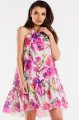 Sukienka A499 pink-white-2 9036  | 15237-Pink-White-LXL
