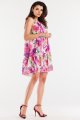 Sukienka A499 pink-white-4 9036  | 15237-Pink-White-LXL
