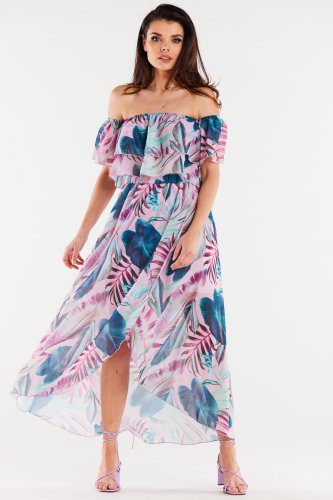 Długa spódnica Tropikalne Kwiaty AW512