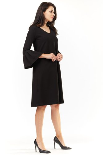 Sukienka  z rękawem 3/4 Czarna AW207