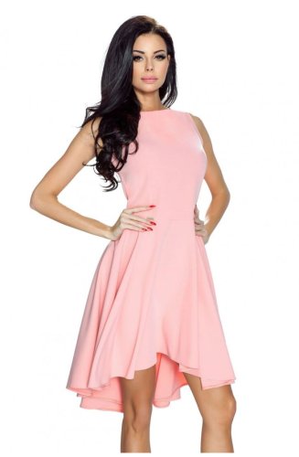 Sukienka z Przedłużonym Tyłem Pastelowy Róż BE02-14