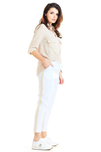 Casualowe spodnie z kieszeniami Białe AW270