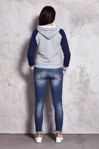 Kontrastowa, bawełniana bluza Granatowa IN029 