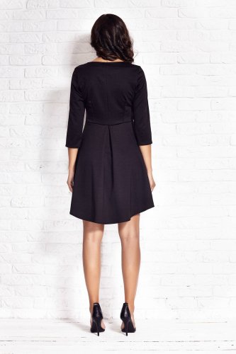 Trapezowa sukienka z dodatkiem wiskozy Czarna IN030 