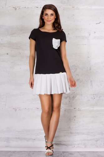 Sukienka z falbanką Czarno-biała IN060 