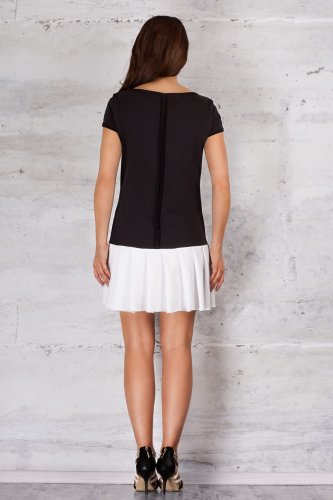 Sukienka z falbanką Czarno-biała IN060 