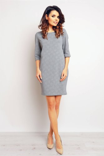 Bawełniana sukienka o prostym kroju Szara IN078 