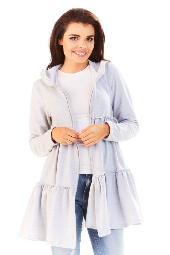 Rozkloszowana bluza z bawełny Szara IN139