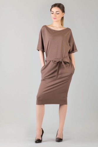 Sukienka Dzienna Brązowa Aleksandra