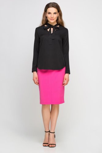 Bluzka z Ozdobną Wstążką Czarna LBLU131