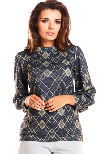 Bluzka z długim rękawem Złoto-granatowy wzór IN180 