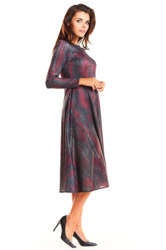 Długa sukienka z dzianiny Czerwona IN183 