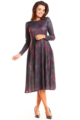 Długa sukienka z dzianiny Czerwona IN183 