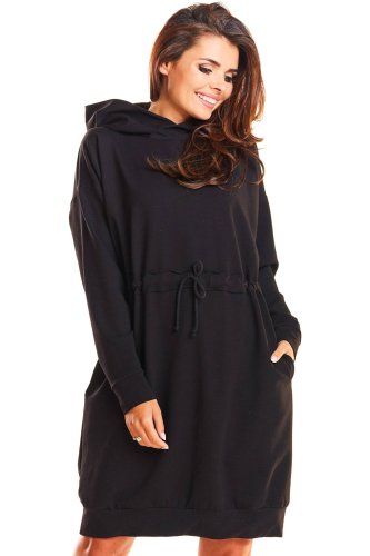 Bawełniana, dresowa sukienka Czarna IN186 