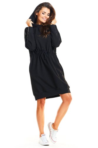 Bawełniana, dresowa sukienka Czarna IN186 