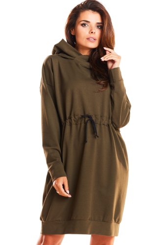 Bawełniana, dresowa sukienka Khaki IN186 