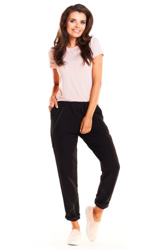 Spodnie o luźnym kroju Czarne IN188