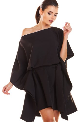 Sukienka mini z szarfą Czarna IN196 