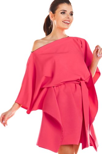 Sukienka mini z szarfą Fuksja IN196 