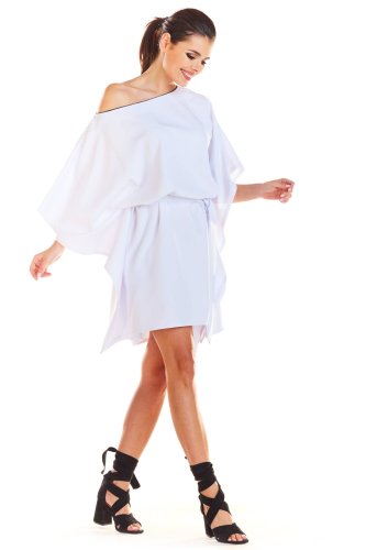 Sukienka mini z szarfą Biała IN196 
