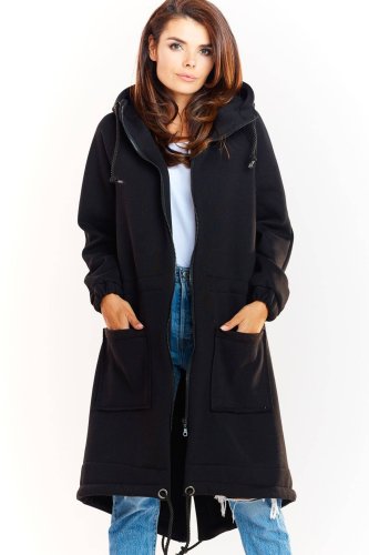 Długa bluza parka Czarna IN220