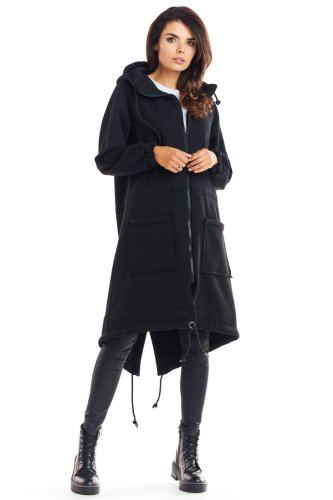 Długa bluza parka Czarna IN220